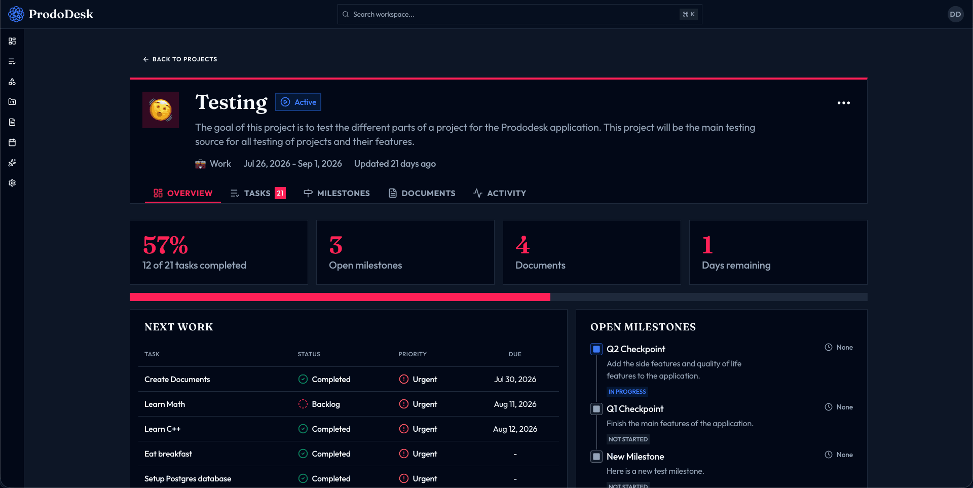ProdoDesk project workspace-dark